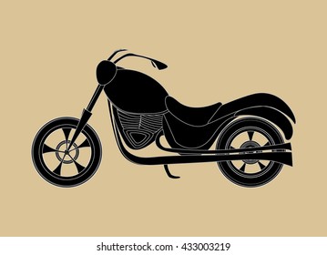 Vector motorcycle icon, transport background, "handdrawn on the old grey paper" effect