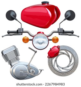 Vector Motorcycle Parts isolated on white background