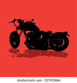 Vector motorcycle silhouette with its shadow.