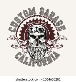 vector motorcycle skull rider print
