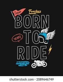 Vector motorcycle theme graphics for t-shirt prints, posters and other uses.