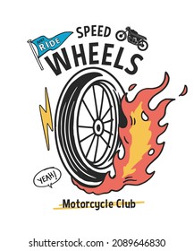 Vector motorcycle theme graphics for t-shirt prints, posters and other uses.