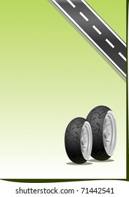 Vector Motorcycle Tyre on a green background