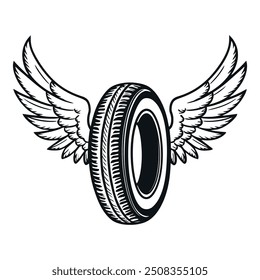 Vector Motorcycle Wheel with Wings illustration