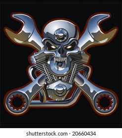 Vector motorhead hi-detailed illustration. EPS-8 separated by groups and layers for easy edit. More vector skulls and wrenchs see in my portfolio.