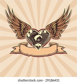 Vector Motorheart 3. More vector motorbikers symbols see in my portfolio.