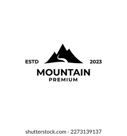 Vector mount peak with river logo design illustration