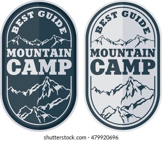 Vector mountain adventure camping expedition logo emblem