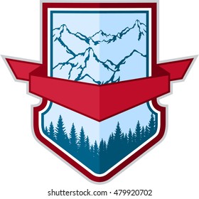Vector mountain adventure camping expedition logo emblem