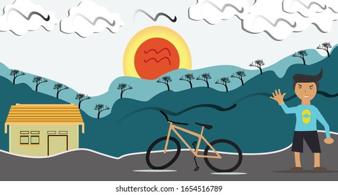 
vector of a mountain bike in the morning