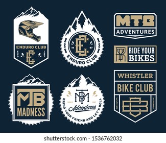 Vector mountain biking adventures, parks, clubs logo, badges and icons