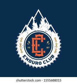 Vector mountain biking adventures, parks, clubs logo. Enduro, downhill, cross-country biking illustration