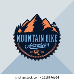 Vector mountain biking adventures, parks, clubs logo. Enduro, downhill, cross-country biking illustration