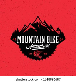 Vector mountain biking adventures, parks, clubs logo. Enduro, downhill, cross-country biking illustration