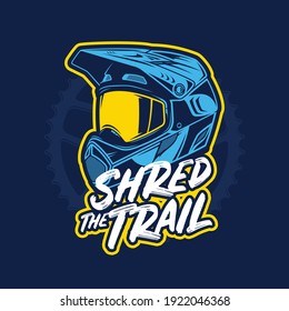 Vector mountain biking illustration. Downhill, enduro or trail biking badge design