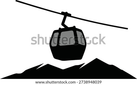 Vector Mountain Cable Car Silhouette