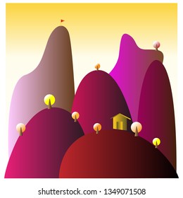 vector mountain cartoon landscape 