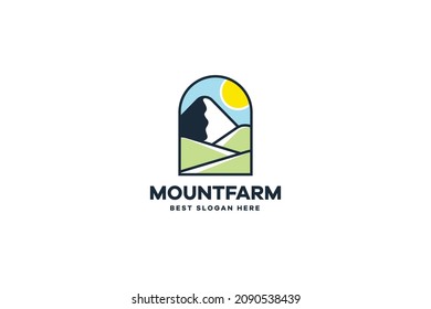Vector Mountain Farm Landscape Logo Template