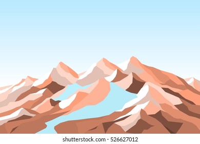 vector mountain glacier landscape outline illustration. blue sky