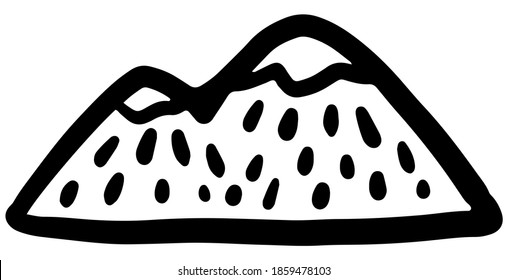 Montaña vectorial. Ilustración vectorial dibujada a mano. Elemento aislado sobre fondo blanco.