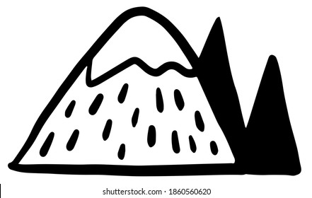 Montaña vectorial. Ilustración vectorial dibujada a mano. Elemento aislado sobre fondo blanco.