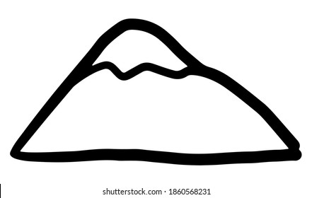 Vector mountain. Hand drawn vector illustration. Isolated element on white background.