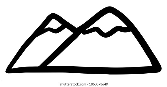 Montaña vectorial. Ilustración vectorial dibujada a mano. Elemento aislado sobre fondo blanco.