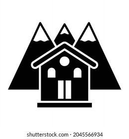 Diseño de iconos glifos de la casa de montaña del vector
