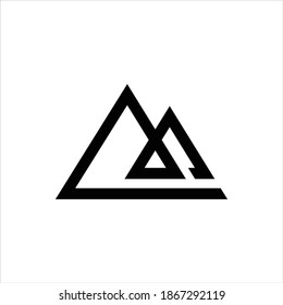 vector mountain icon shape with white background