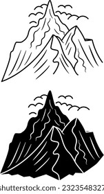 Vector Mountain Icons.The concept of active recreation, travel, and tourism.