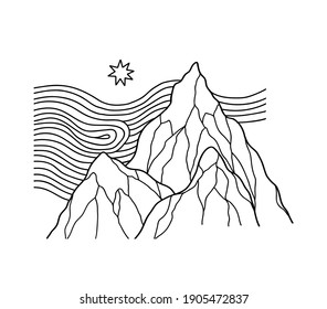 Vector mountain. Isolated on white background. 