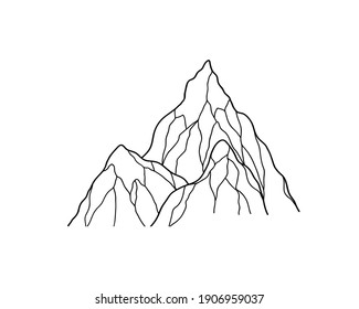 Montaña vectorial. Aislado en el plano de fondo blanco para impresiones, afiches, pegatinas, diseño de viajes.