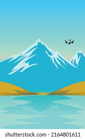Montaña vectorial y lago Ilustración 