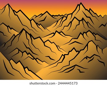 vector, mountain landscape, mountain background, beautiful sunset