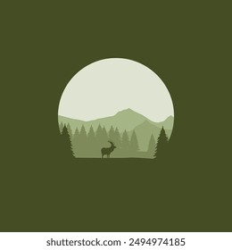 vector mountain landscape circle frame