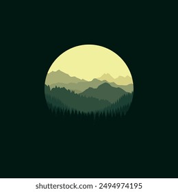 vector mountain landscape circle frame