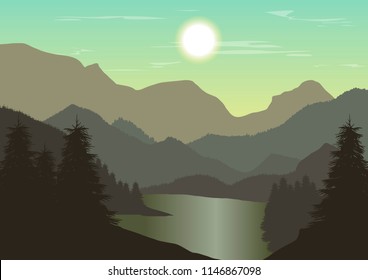 vector mountain landscape illustration