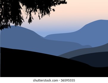 Vector mountain landscape illustration