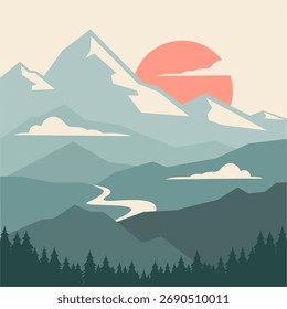 Vektorgrafik-Landschaftsgrafik-Vorlage