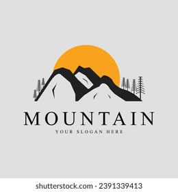 vector mountain logo minimalist illustration graphic design icon template