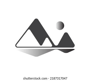 Vector mountain and moon visible at night, Sketch illustration