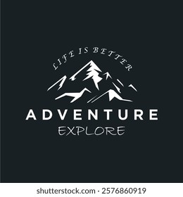 vector mountain and outdoor adventure logo. with a dark background. Art design for prints, t-shirt prints, posters, covers and advertisements