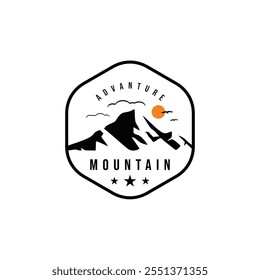 Vector mountain and outdoor adventure logo,travel and recreation vector design. Art design for prints, t-shirt prints, posters, covers and advertisements