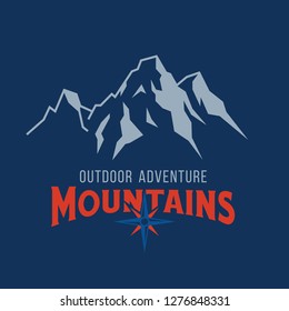 Vector mountain and outdoor adventures image. Image of a rock travel
