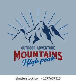 Vector mountain and outdoor adventures image. Image of a rock travel