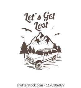 vector of mountain and outdoor adventures logo illustration