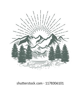 vector of mountain and outdoor adventures logo illustration