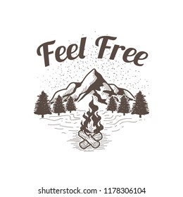 vector of mountain and outdoor adventures logo illustration