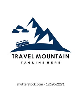 vector mountain and outdoor adventures logo. Tourism, hiking Mountains and travel icons