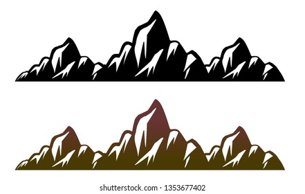 vector mountain and outdoor adventures logo. Tourism, hiking Mountains and travel icons